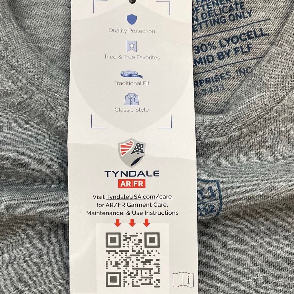 Tyndale FR Shirt Mens XL Gray Long Sleeve Arc Rated CAT 1 NFPA 2112 NWT USA - Picture 10 of 11